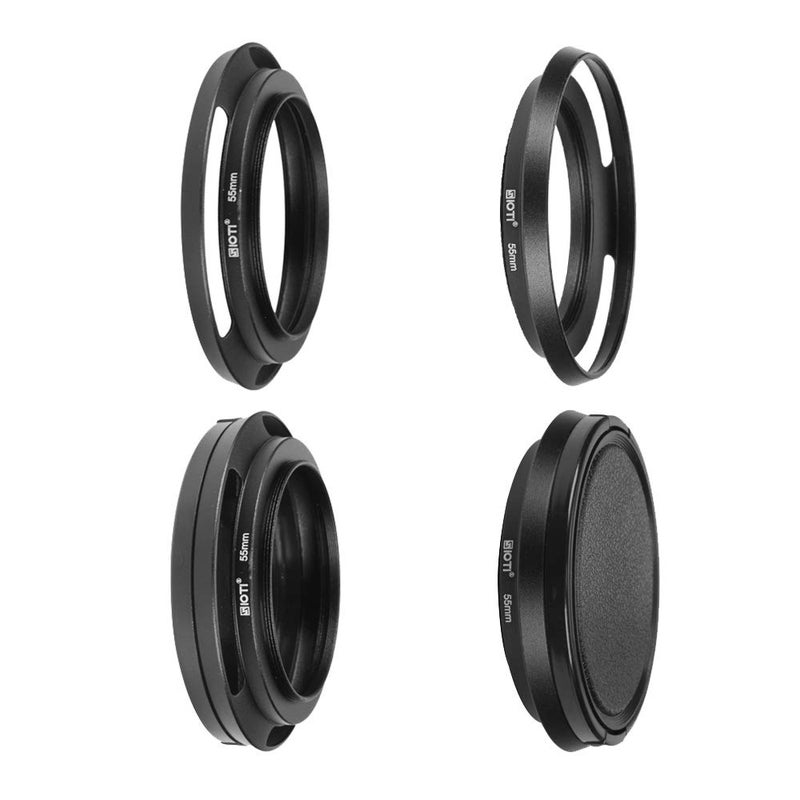 SIOTI 55mm Lens Hood, Oxidation Matte Anti Reflective Treatment, Aluminum Alloy, with 1 * 72mm Lens Cap, Compatible with Sony/Canon/Nikon/Fuji etc >24mm Camera Lens - Image 2